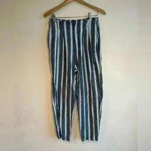 Abercrombie & Fitch High Wasted Paper Bag Striped Linen Pants M ankle length